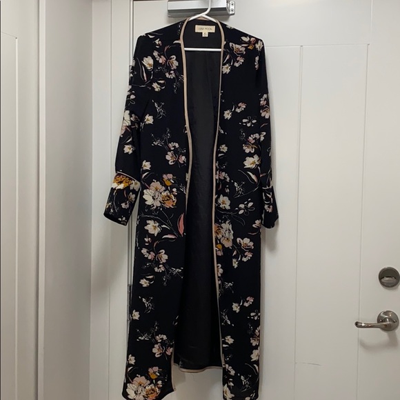 Luna Moon Jackets & Blazers - Black floral Kimono